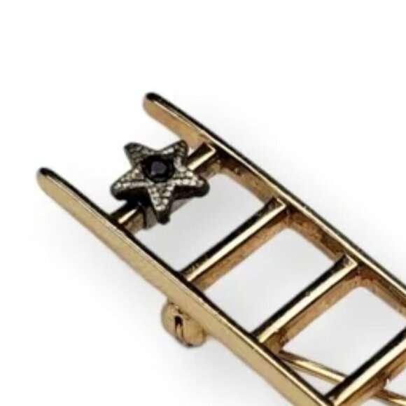 Ladder of Success with Silver Star Blue Rhinestone Brooch - Picture 2 of 3